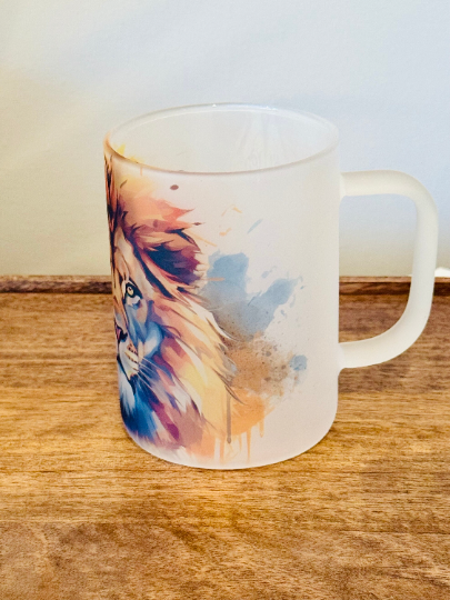 Frosted Mug  - Lion Frosted Glass Mug