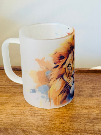 Frosted Mug  - Lion Frosted Glass Mug