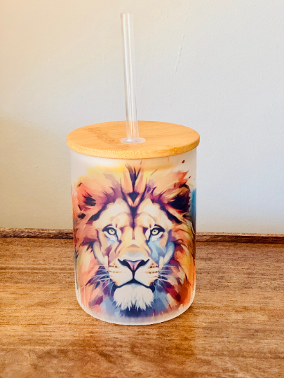 Frosted Mug  - Lion Frosted Glass Mug